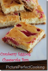 cranberry eggnog cheesecake bars